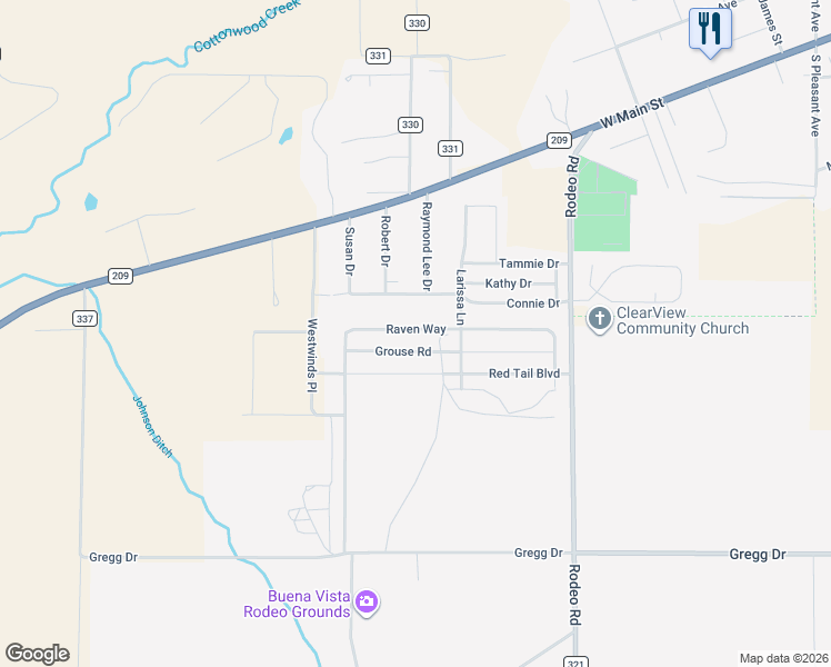 map of restaurants, bars, coffee shops, grocery stores, and more near 117 Connie Drive in Buena Vista