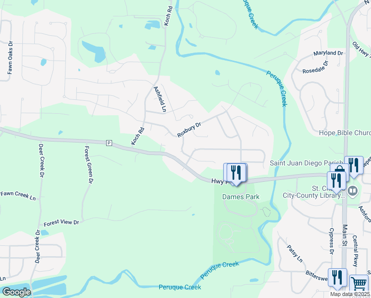 map of restaurants, bars, coffee shops, grocery stores, and more near 356 Autumn Forest Drive in O'Fallon