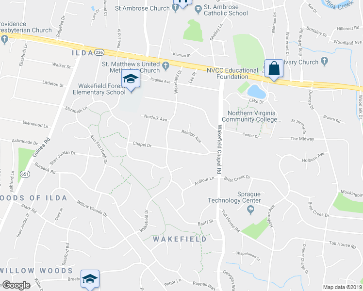 map of restaurants, bars, coffee shops, grocery stores, and more near 8608 Chapel Dr in Annandale