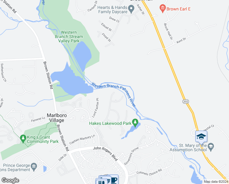 map of restaurants, bars, coffee shops, grocery stores, and more near 13966 Bishops Bequest Road in Upper Marlboro
