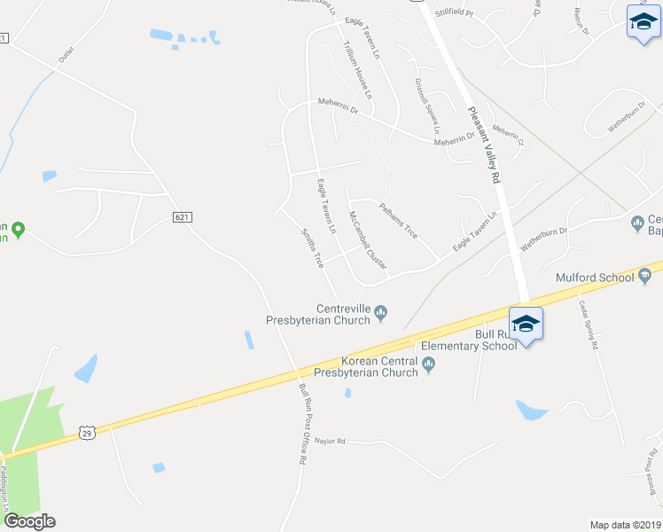 map of restaurants, bars, coffee shops, grocery stores, and more near 15507 Beckford Way in Centreville