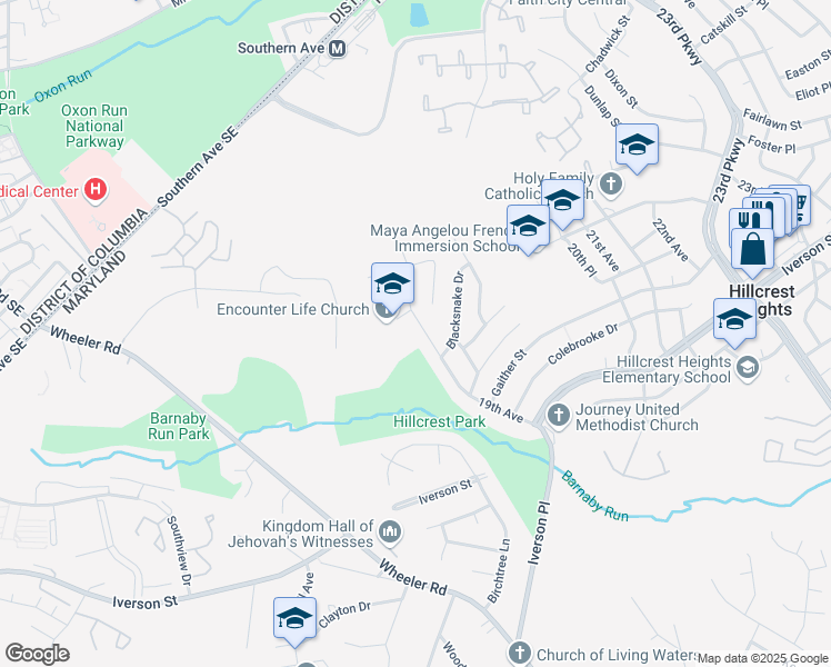 map of restaurants, bars, coffee shops, grocery stores, and more near 4205 19th Avenue in Temple Hills