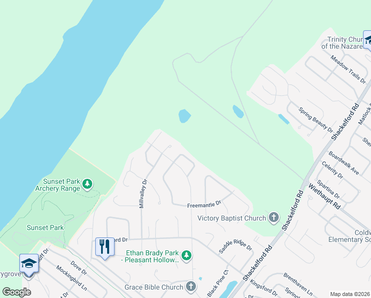map of restaurants, bars, coffee shops, grocery stores, and more near 2285 Central Parkway in Florissant