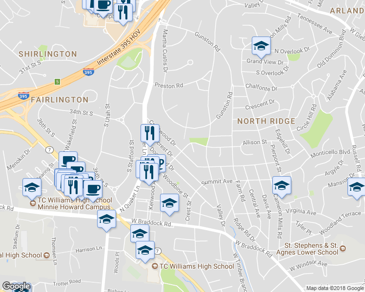 map of restaurants, bars, coffee shops, grocery stores, and more near 1309 Kenwood Avenue in Alexandria