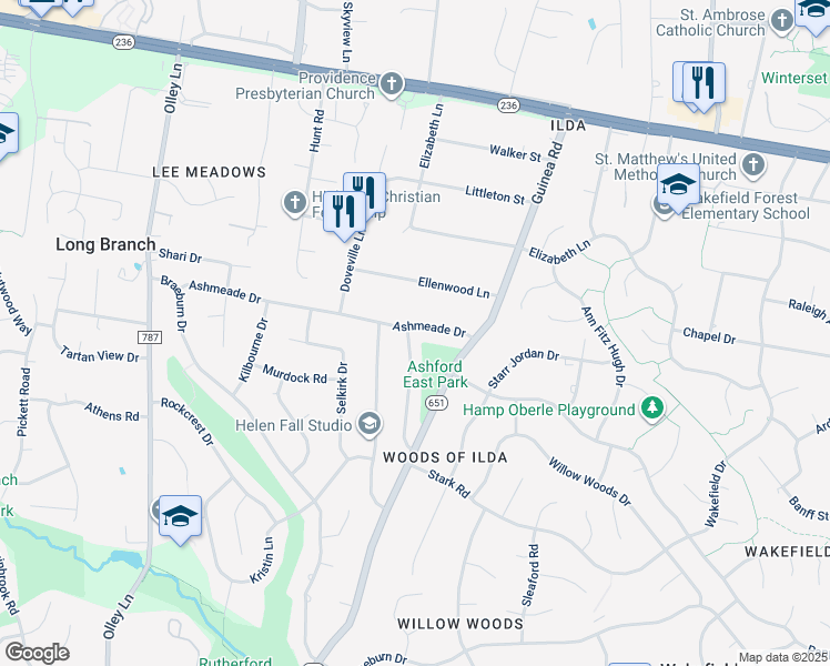 map of restaurants, bars, coffee shops, grocery stores, and more near 9031 Ashmeade Drive in Fairfax