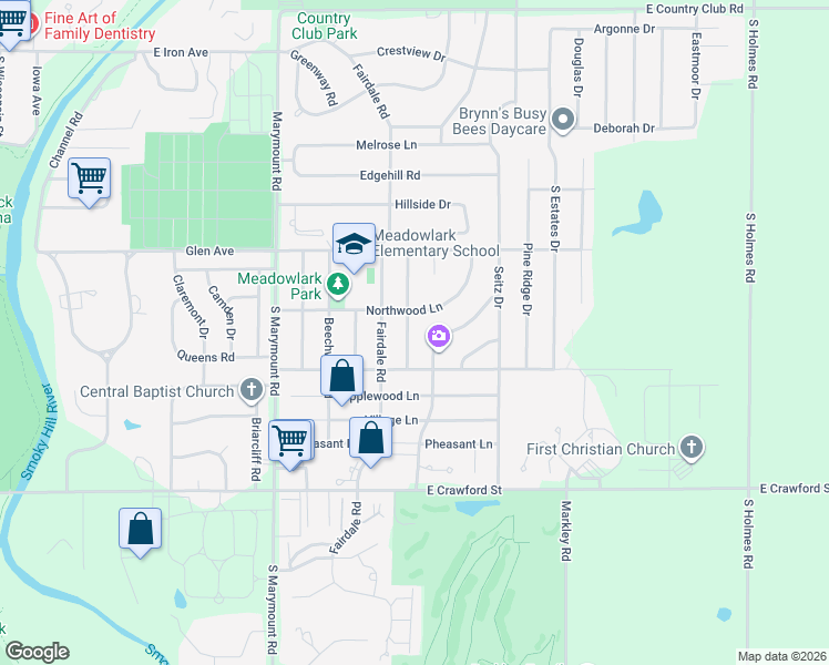 map of restaurants, bars, coffee shops, grocery stores, and more near 509 Winn Road in Salina