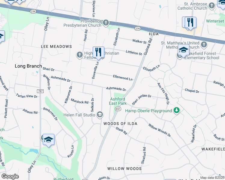 map of restaurants, bars, coffee shops, grocery stores, and more near 9031 Ashmeade Drive in Fairfax