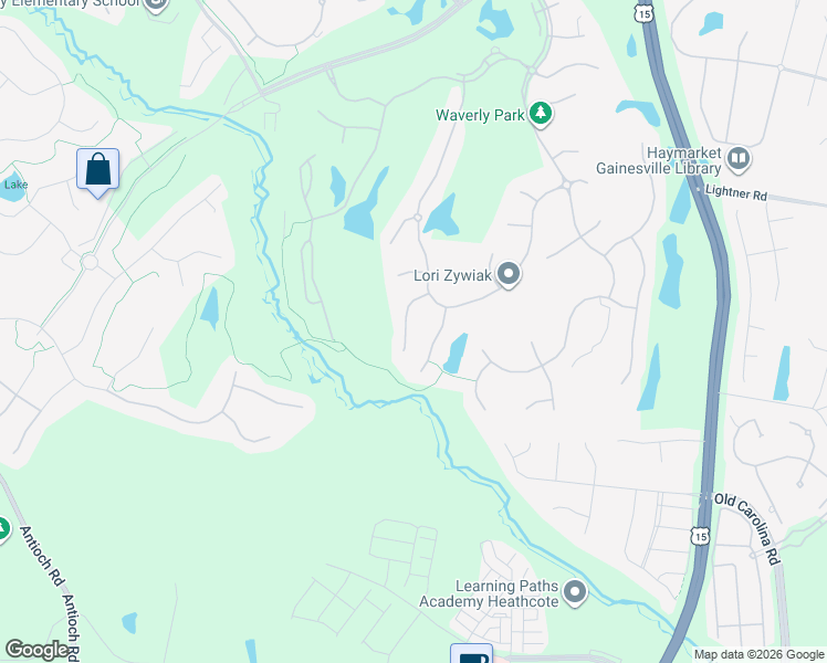 map of restaurants, bars, coffee shops, grocery stores, and more near 5025 Warwick Hills Court in Haymarket