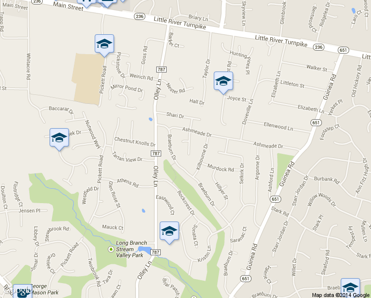 map of restaurants, bars, coffee shops, grocery stores, and more near 4210 Middlebrook Street in Fairfax