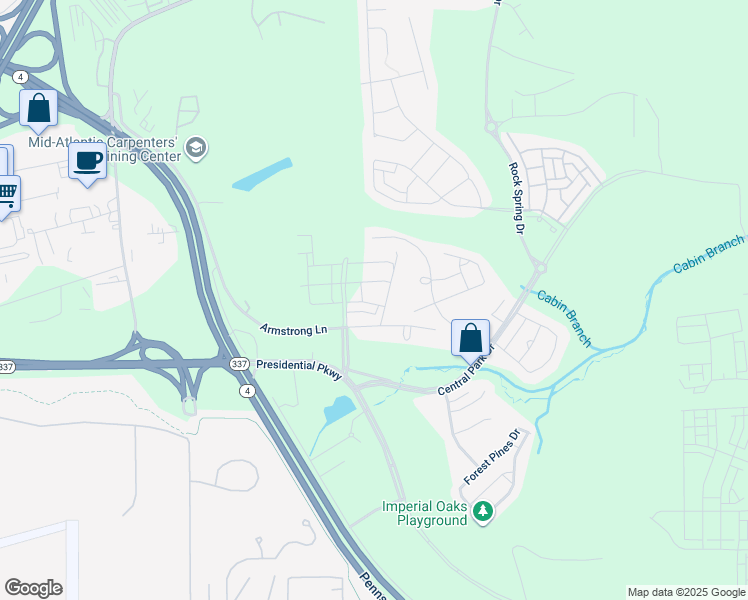 map of restaurants, bars, coffee shops, grocery stores, and more near 4422 Shirley Rose Court in Glenarden