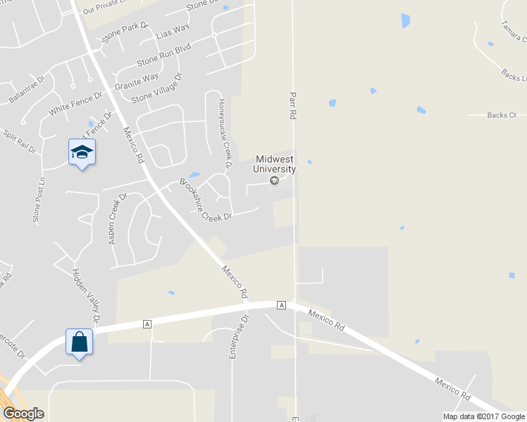 map of restaurants, bars, coffee shops, grocery stores, and more near 160 Brookshire Creek Drive in Wentzville