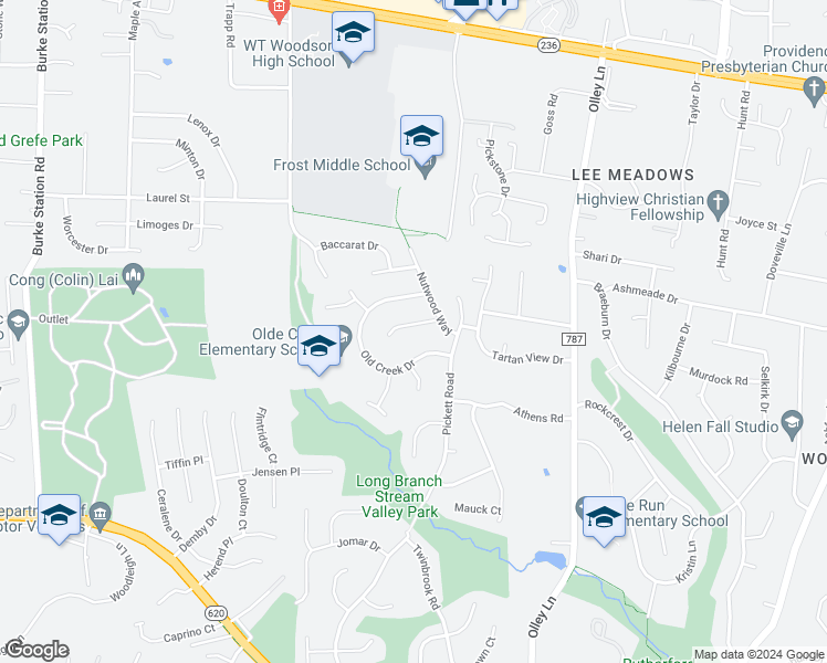 map of restaurants, bars, coffee shops, grocery stores, and more near 9507 Farmview Court in Fairfax