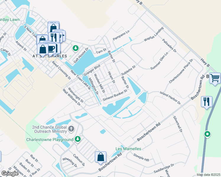 map of restaurants, bars, coffee shops, grocery stores, and more near 3422 East Lime Kiln in Saint Charles