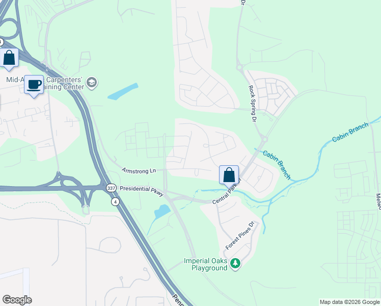 map of restaurants, bars, coffee shops, grocery stores, and more near 4200 Ryon Road in Upper Marlboro