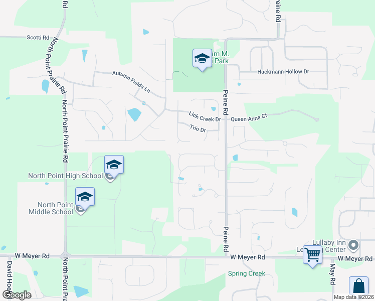map of restaurants, bars, coffee shops, grocery stores, and more near 55 Tulip Bend Drive in Wentzville