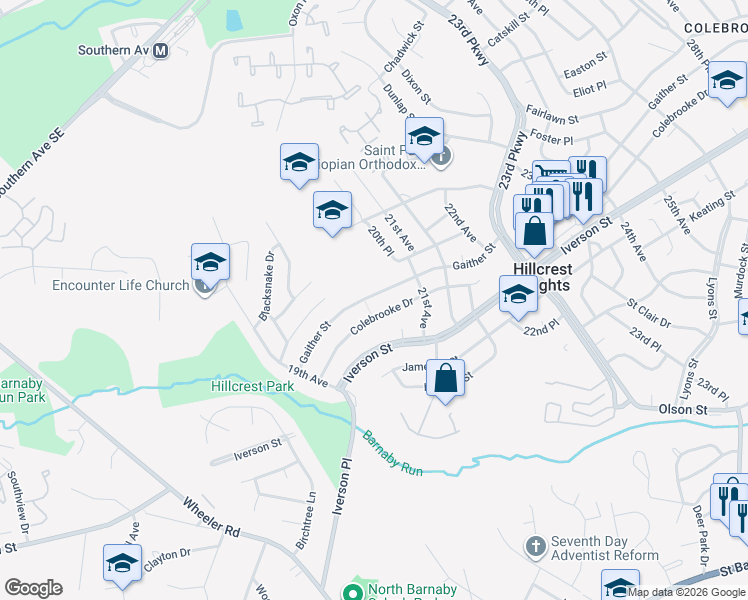 map of restaurants, bars, coffee shops, grocery stores, and more near 2009 Gaither Street in Temple Hills
