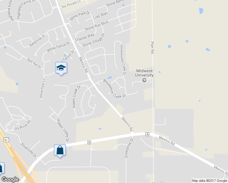 map of restaurants, bars, coffee shops, grocery stores, and more near 127 Brookshire Creek Drive in Wentzville