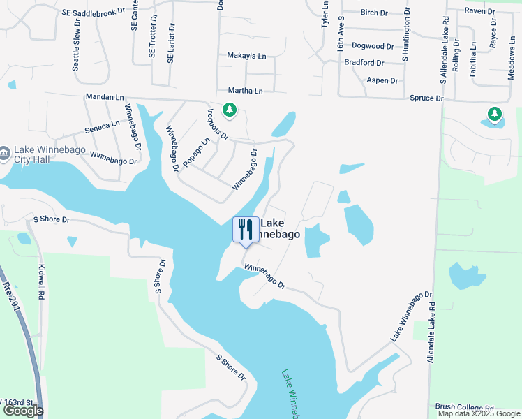 map of restaurants, bars, coffee shops, grocery stores, and more near in Lake Winnebago
