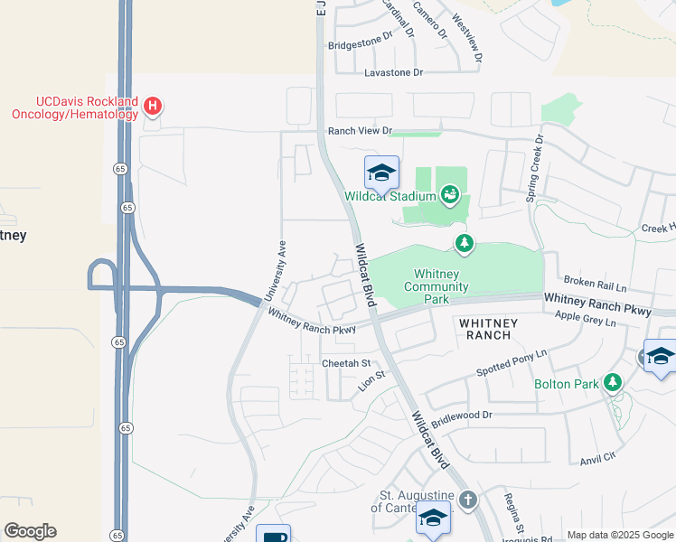 map of restaurants, bars, coffee shops, grocery stores, and more near 1140 Whitney Ranch Parkway in Rocklin