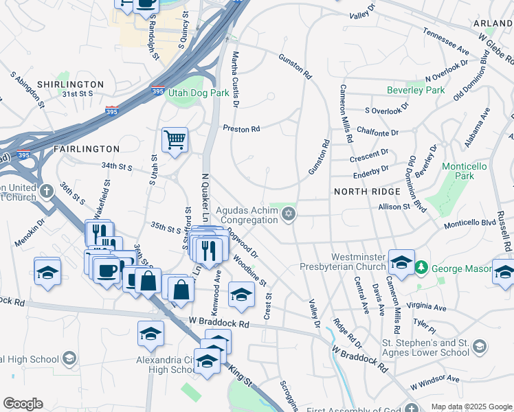 map of restaurants, bars, coffee shops, grocery stores, and more near 3107 Ravensworth Place in Alexandria