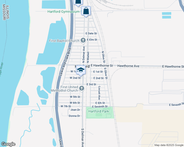 map of restaurants, bars, coffee shops, grocery stores, and more near 103 East 2nd Street in Hartford