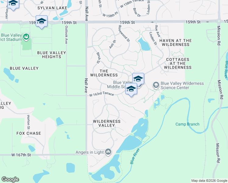 map of restaurants, bars, coffee shops, grocery stores, and more near 16341 Ash Street in Stilwell