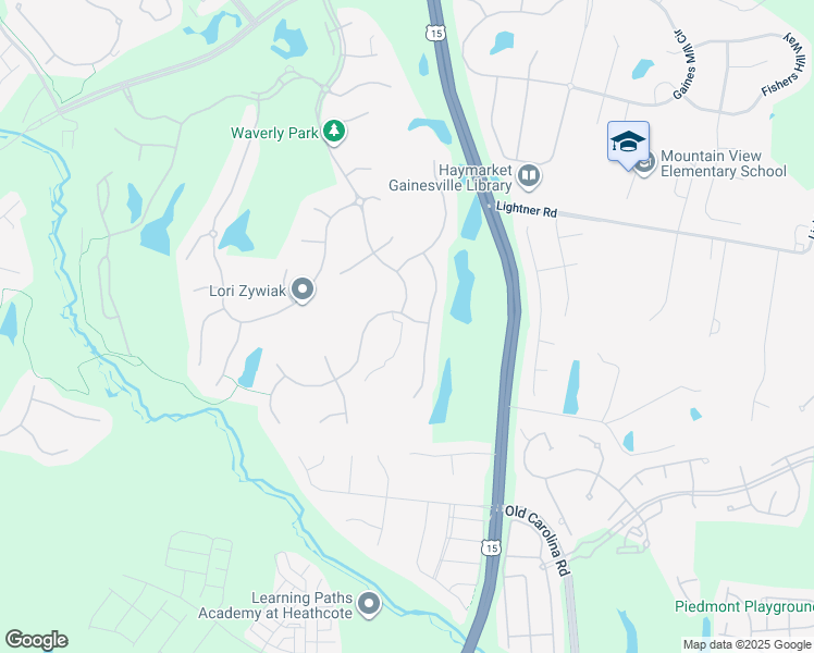 map of restaurants, bars, coffee shops, grocery stores, and more near 15067 Jupiter Hills Lane in Haymarket