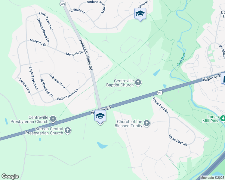 map of restaurants, bars, coffee shops, grocery stores, and more near 6316 Barnesdale Path in Centreville