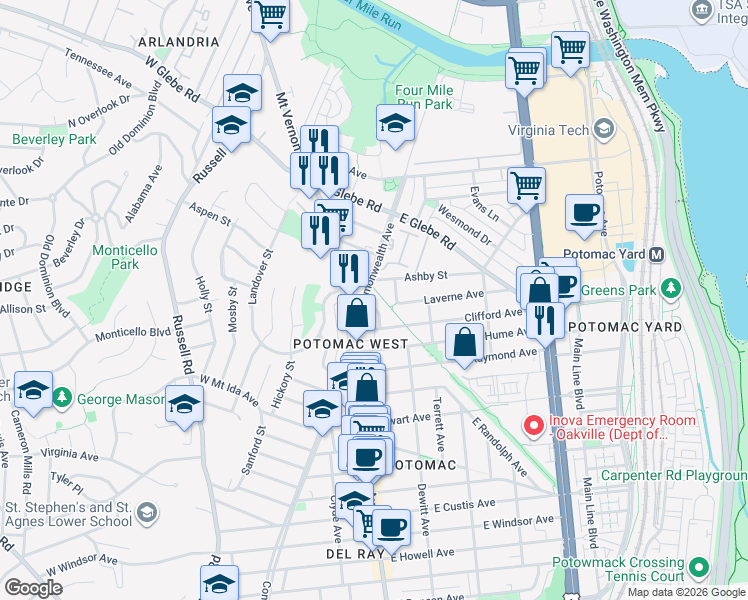 map of restaurants, bars, coffee shops, grocery stores, and more near 101 Independence Avenue Southeast in Washington
