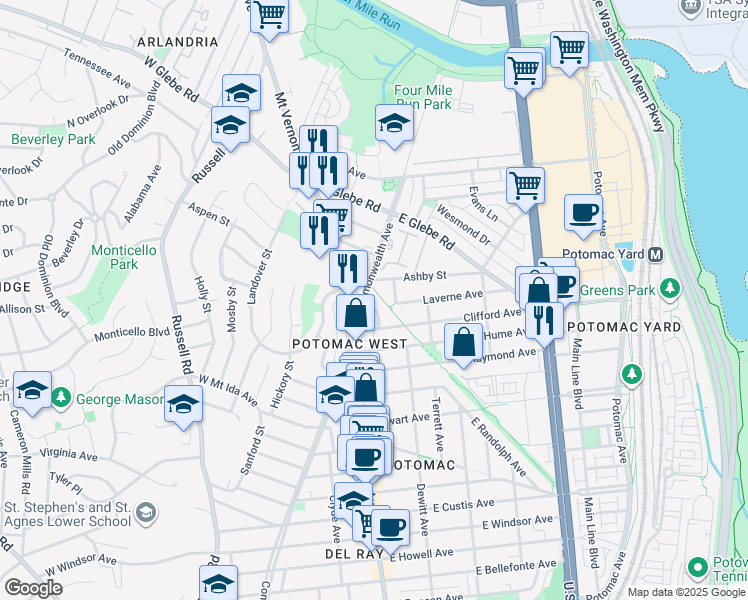 map of restaurants, bars, coffee shops, grocery stores, and more near 101 Independence Avenue Southeast in Washington
