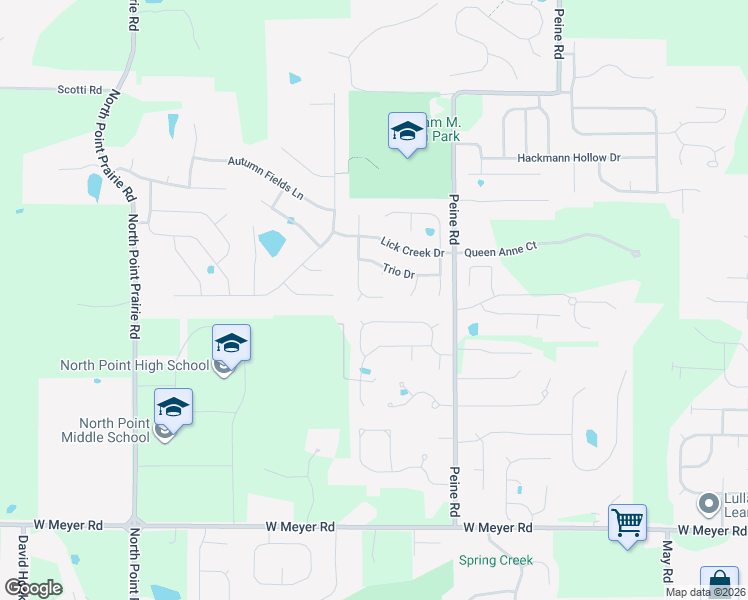 map of restaurants, bars, coffee shops, grocery stores, and more near 55 Tulip Bend Drive in Wentzville