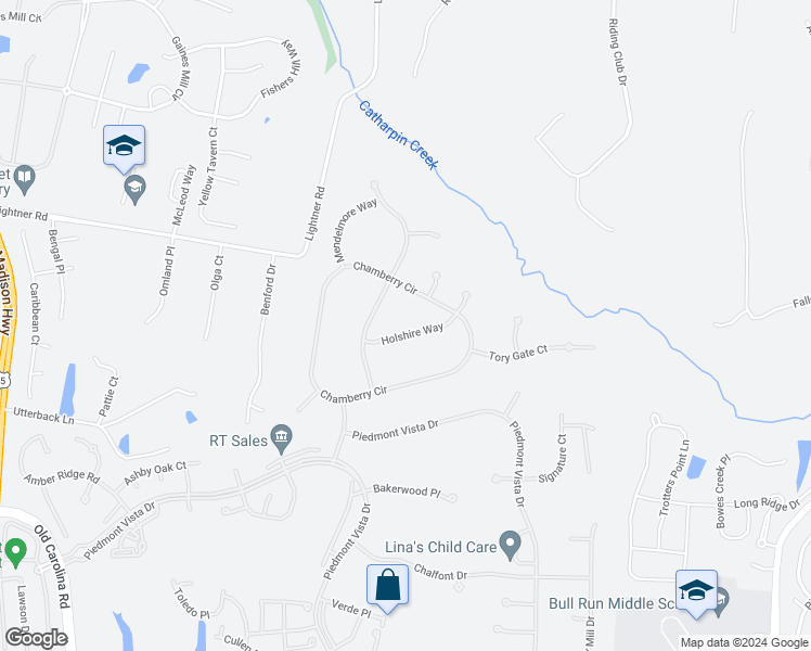 map of restaurants, bars, coffee shops, grocery stores, and more near 14514 Holshire Way in Haymarket