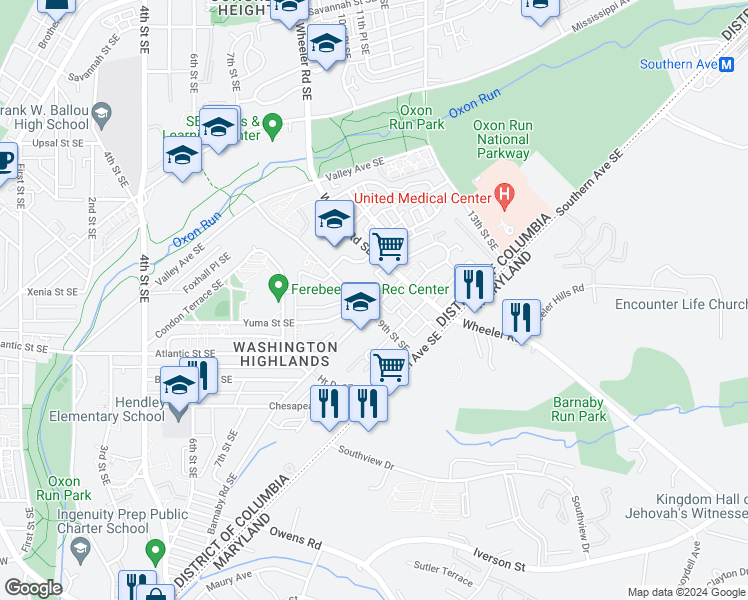 map of restaurants, bars, coffee shops, grocery stores, and more near 101 Independence Avenue Southeast in Washington