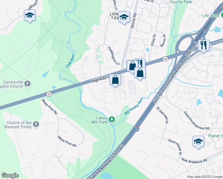 map of restaurants, bars, coffee shops, grocery stores, and more near 14807 Edman Road in Centreville