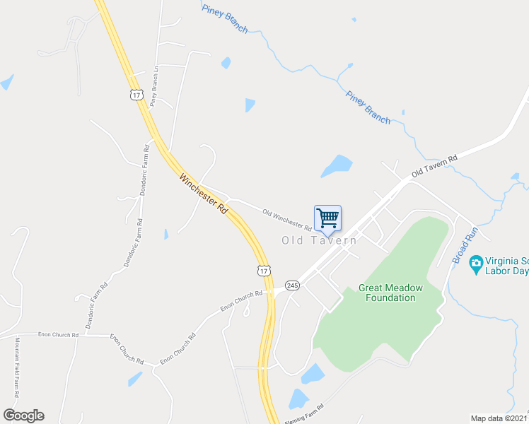 map of restaurants, bars, coffee shops, grocery stores, and more near 7320 Old Winchester Road in The Plains