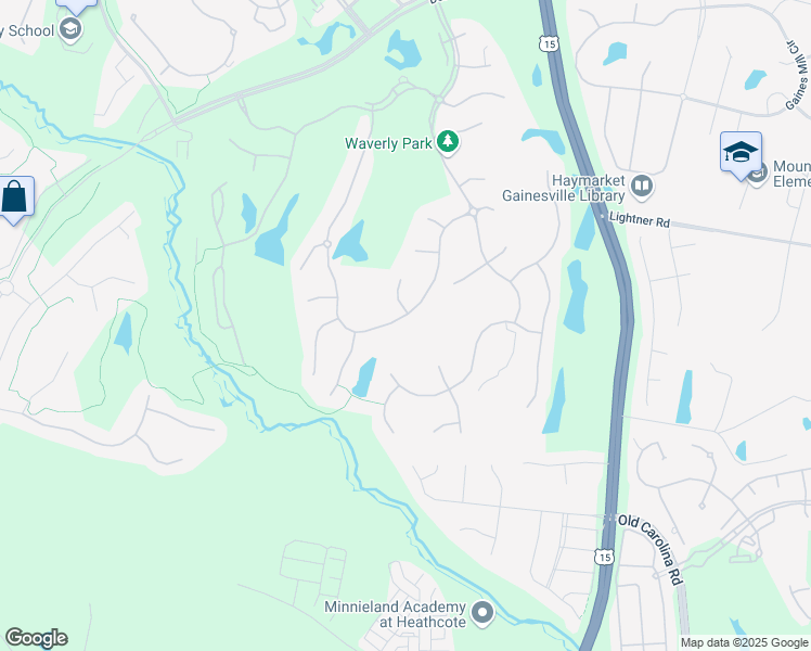 map of restaurants, bars, coffee shops, grocery stores, and more near 15177 Golf View Drive in Haymarket