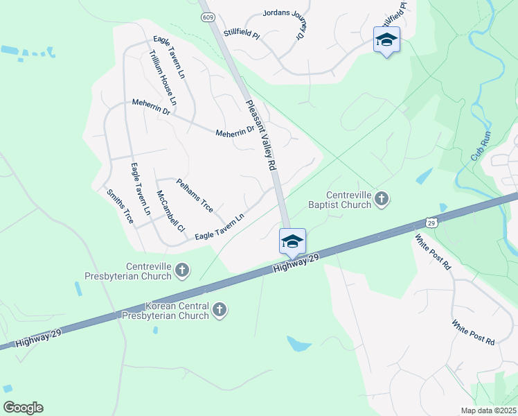 map of restaurants, bars, coffee shops, grocery stores, and more near 15409 Eagle Tavern Lane in Centreville