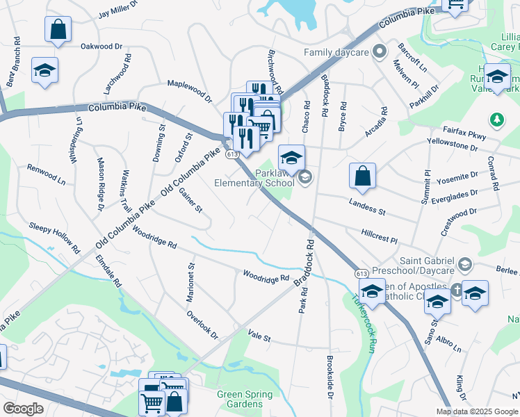 map of restaurants, bars, coffee shops, grocery stores, and more near 4206 Pine Lane in Alexandria