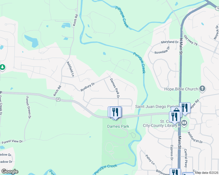 map of restaurants, bars, coffee shops, grocery stores, and more near 514 Cottage Crossing in O'Fallon