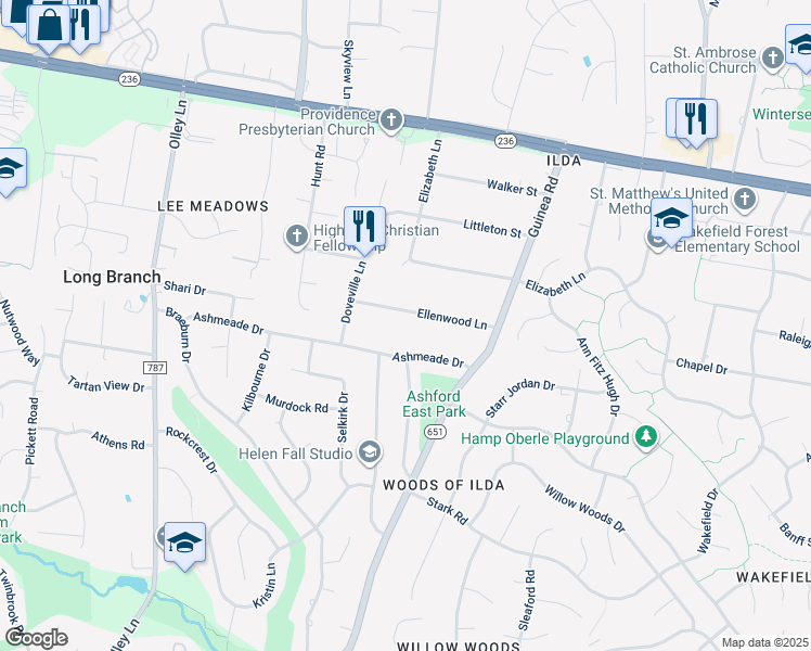 map of restaurants, bars, coffee shops, grocery stores, and more near 9013 Ellenwood Lane in Fairfax