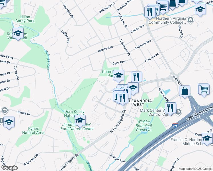 map of restaurants, bars, coffee shops, grocery stores, and more near 2331 Sibley Street in Alexandria