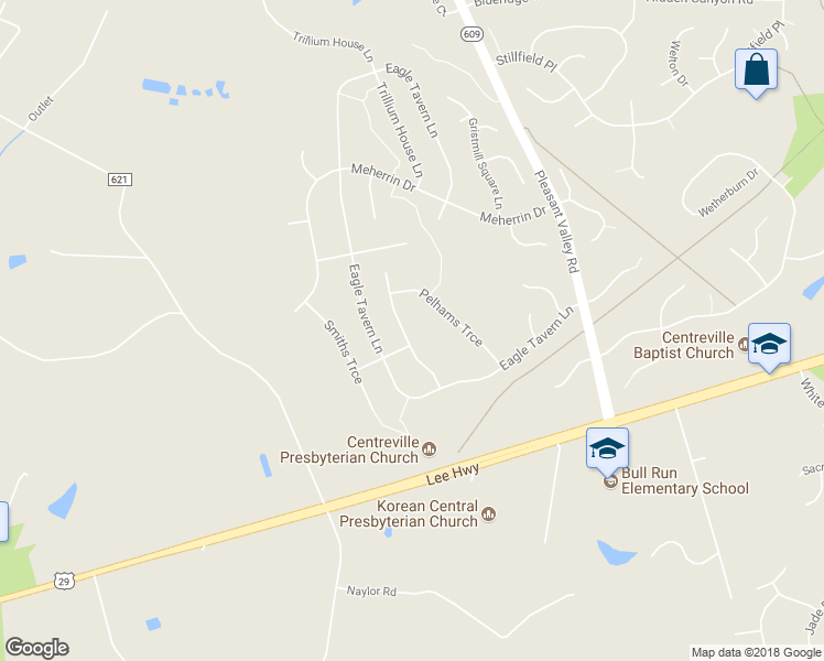 map of restaurants, bars, coffee shops, grocery stores, and more near 6617 McCambell Cluster in Centreville