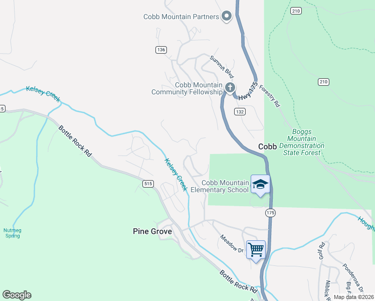 map of restaurants, bars, coffee shops, grocery stores, and more near 15580 Mesa Drive in Cobb