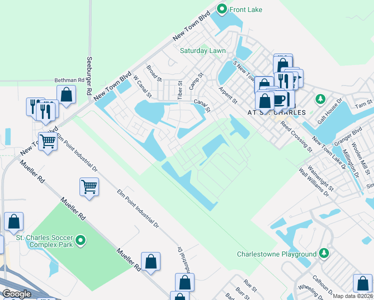 map of restaurants, bars, coffee shops, grocery stores, and more near 1004 Dyess Way in Saint Charles