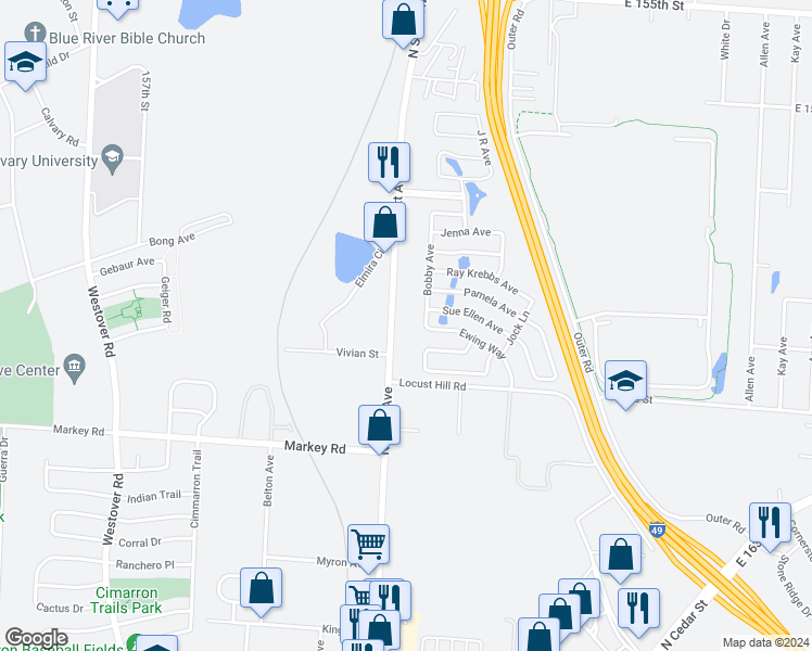 map of restaurants, bars, coffee shops, grocery stores, and more near 1015 North Scott Avenue in Belton