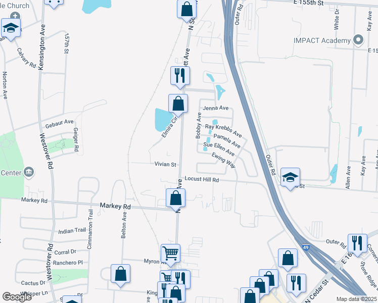 map of restaurants, bars, coffee shops, grocery stores, and more near 1015 North Scott Avenue in Belton