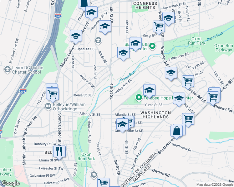 map of restaurants, bars, coffee shops, grocery stores, and more near 101 Independence Avenue Southeast in Washington