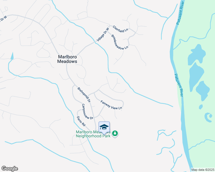 map of restaurants, bars, coffee shops, grocery stores, and more near 17101 Usher Place in Upper Marlboro