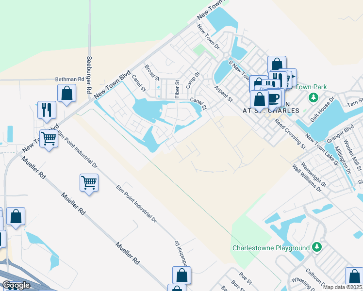 map of restaurants, bars, coffee shops, grocery stores, and more near 3000 Pirogue Street in Saint Charles