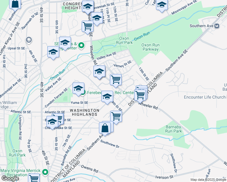 map of restaurants, bars, coffee shops, grocery stores, and more near 914 Barnaby Street Southeast in Washington